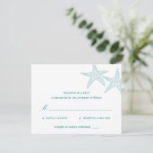 Starfish Wedding RSVP-kaart - Turquoise RSVP Kaartje (Staand voorkant)
