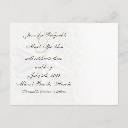 Starfish Wedding Save the Date Briefkaart (Achterkant)