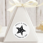 Starfish Wedding Stickers, Beach Theme Label, Blac Ronde Sticker<br><div class="desc">Deze simpele stervisstickers zijn perfect voor elke strandgebeurtenis of verpakking. U kunt de achtergrondkleur wijzigen.</div>