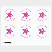 Starfish Wedding Stickers, Beach Theme Label, roze Ronde Sticker (Vel)