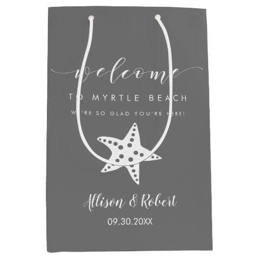 Starfish welkomsttas voor bestemming bruiloft gast medium cadeauzakje (Voorkant)