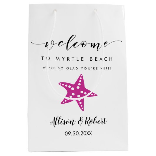 Starfish welkomstzak, bestemming bruiloft gasten medium cadeauzakje (Voorkant)
