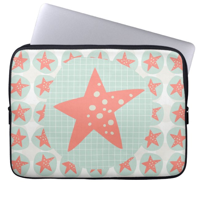 Starfish Whimsical Zee Ocean Nautical Laptop Sleeve (Voorkant)