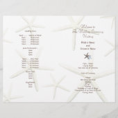 Starfish White Beach Wedding Folded Fan Programme (Voorkant)