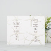 Starfish White Beach Wedding Folded Fan Programme (Staand voorkant)