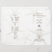 Starfish White Beach Wedding Folded Fan Programme (Voorkant / Achterkant)