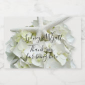 Starfish White Hydrangea Flowers Dank je huwelijk Sparkling Wijnetiket (Enkel label)