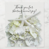 Starfish White Hydrangeas Wedding Bedankt Wijn Etiket (Enkel label)