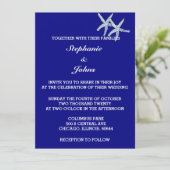 Starfish White Navy Blue Cute Custom Color Wedding Kaart (Staand voorkant)