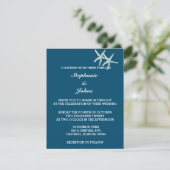 Starfish White Ocean Blue Custom Color Wedding Kaart (Staand voorkant)