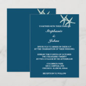 Starfish White Ocean Blue Custom Color Wedding Kaart (Voorkant / Achterkant)