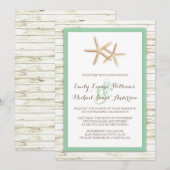 Starfish Whitewash Wood Beach Wedding - Mint Kaart (Voorkant / Achterkant)
