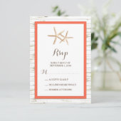 Starfish Whitewash Wood Beach Wedding RSVP (Staand voorkant)
