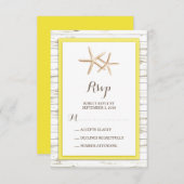 Starfish Whitewash Wood Beach Wedding RSVP (Voorkant / Achterkant)