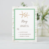 Starfish Whitewash Wood Beach Wedding RSVP (Staand voorkant)