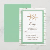 Starfish Whitewash Wood Beach Wedding RSVP (Voorkant / Achterkant)
