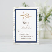 Starfish Whitewash Wood Beach Wedding RSVP (Staand voorkant)
