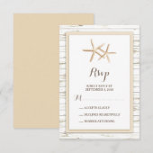 Starfish Whitewash Wood Beach Wedding RSVP Kaartje (Voorkant / Achterkant)