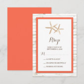 Starfish Whitewash Wood Beach Wedding RSVP Kaartje (Voorkant / Achterkant)