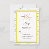 Starfish Whitewash Wood Beach Wedding RSVP Kaartje (Voorkant)