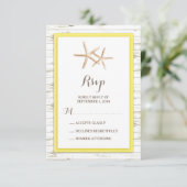 Starfish Whitewash Wood Beach Wedding RSVP Kaartje (Staand voorkant)