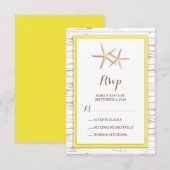 Starfish Whitewash Wood Beach Wedding RSVP Kaartje (Voorkant / Achterkant)