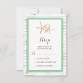 Starfish Whitewash Wood Beach Wedding RSVP Kaartje (Voorkant)