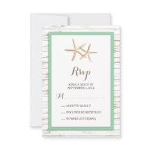 Starfish Whitewash Wood Beach Wedding RSVP