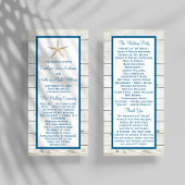 Starfish Whitewashed Wood Beach Wedding Program Reclamekaart