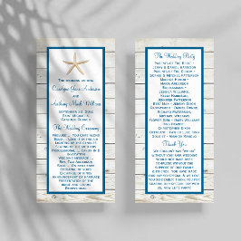 Starfish Whitewashed Wood Beach Wedding Program Reclamekaart