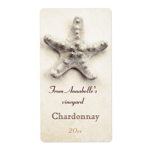 Starfish wijn flesetiket etiket (Voorkant)