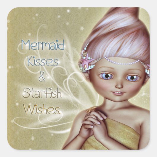 Starfish Wish Vierkante Sticker (Voorkant)