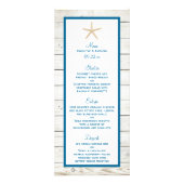 Starfish witgekalkte houten strand bruiloft menu (Voorkant)