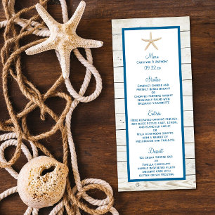 Starfish witgekalkte houten strand bruiloft menu