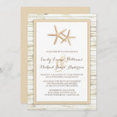 Starfish witgekalkte houten strand bruiloft uitnod kaart (Voorkant / Achterkant)