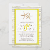 Starfish witgekalkte houten strand bruiloft uitnod kaart (Voorkant)