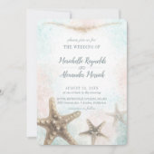 Starfish Zee Blue Nautical Wedding Kaart (Voorkant)