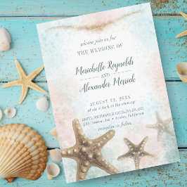 Starfish Zee Blue Nautical Wedding Kaart