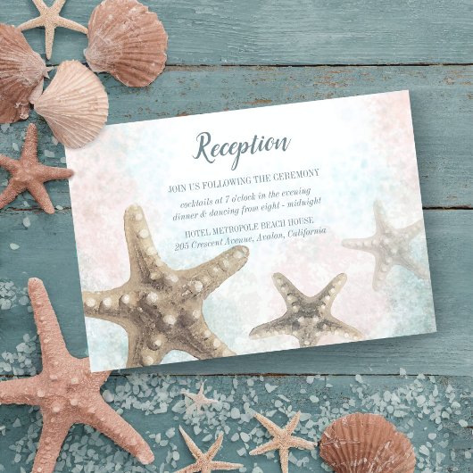 Starfish Zee Nautical Beach Wedding Reception Kaar RSVP Kaartje