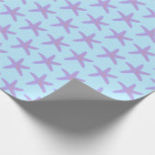 Starfish Zee Stars Ocean Pattern BLue Paars Gift Cadeaupapier (Hoek)
