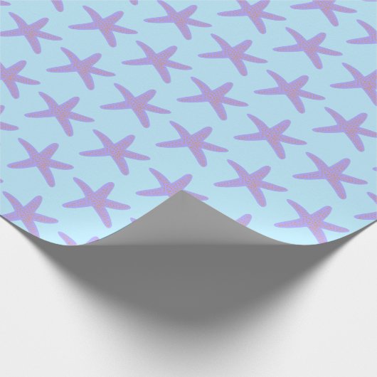 Starfish Zee Stars Ocean Pattern BLue Paars Gift Cadeaupapier (Hoek)