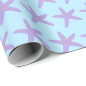 Starfish Zee Stars Ocean Pattern BLue Paars Gift Cadeaupapier (Rol Hoek)