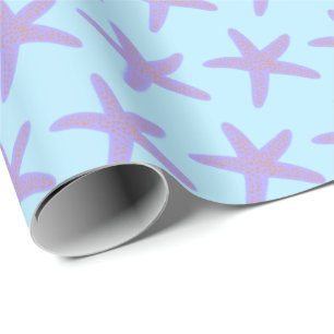 Starfish Zee Stars Ocean Pattern BLue Paars Gift Cadeaupapier