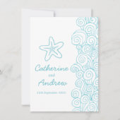 Starfish zee werveling blauw strand bruiloft uitno kaart (Voorkant)