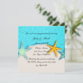 Starfish zomer strand verlovingsfeest uitnodiging (Staand voorkant)