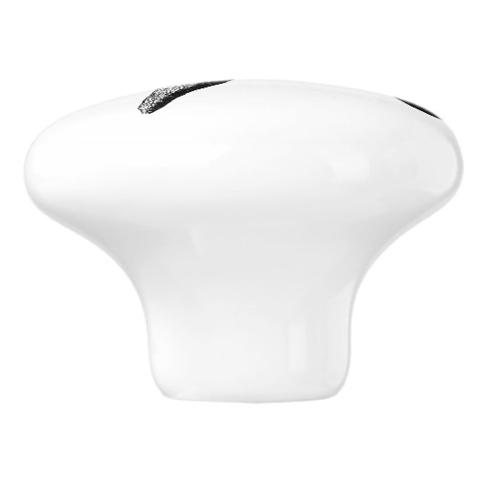 Starfish - zwarte en witte  sterren keramische knop (Zijkant)