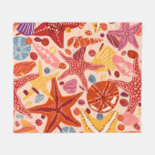 Starfishes, shells and stones flat hand drawn Vint Fleece Deken (Voorkant (Horizontaal))
