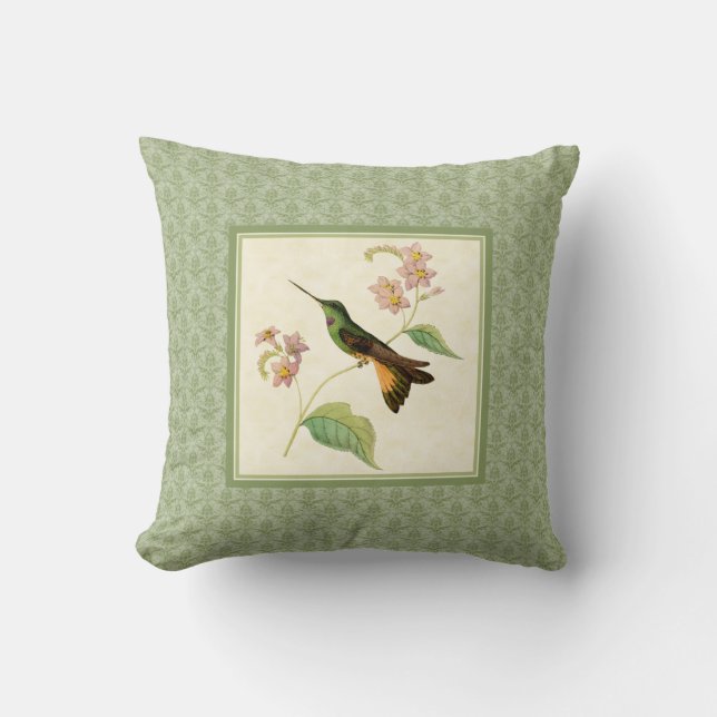 Starfrontlet Hummingbird Damask Pillow Kussen (Voorkant)