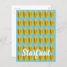 Starfruit Carambola Pattern Fruit for Vegan Feestdagenkaart