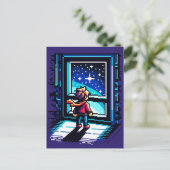 Stargazer bij het raam Dromerige Pixel Art Night S Briefkaart (Staand voorkant)